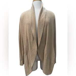 Barefoot Dreams Women’s Cardigan Sz M Tan Open Front Long Sleeve Cozy Chic Lite